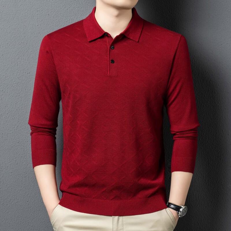 Men s Wool Blend Jacquard Polo Sweater 2XL