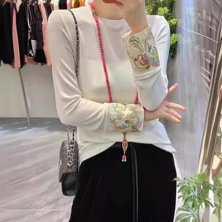 

Рубашка Cheongsam в китайском стиле. Темпераментная рубашка в стиле ретро с длинными рукавами.