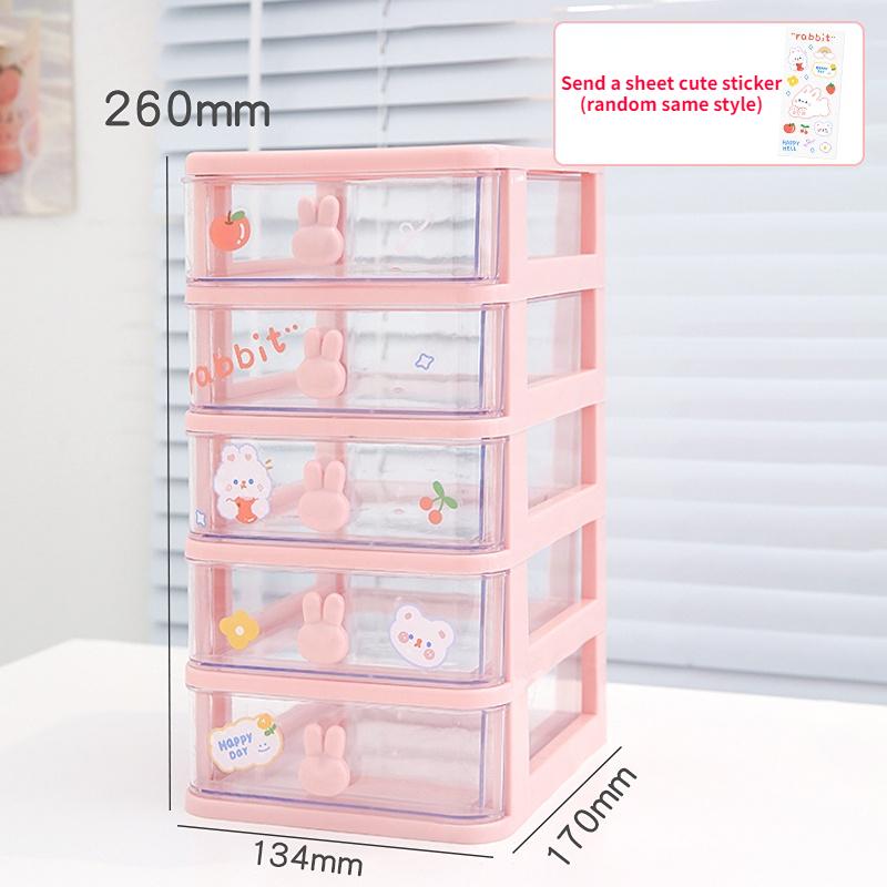 Kawaii Desktop Stationery Storage Box Organizer Drawer Pen Holder Makeup Cosmetic Plastic Drawer Storage Box Desk Organizer Cute