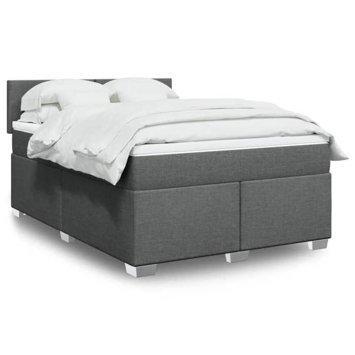 Maison Exclusive - Sommier à lattes de lit avec matelas Gris foncé 140x200cm Tissu