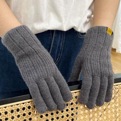 Casual Full Finger Women Men Gloves Thicken Windproof Knitted Gloves Outdoor Cycling Winter Warm Touch Screen Gloves