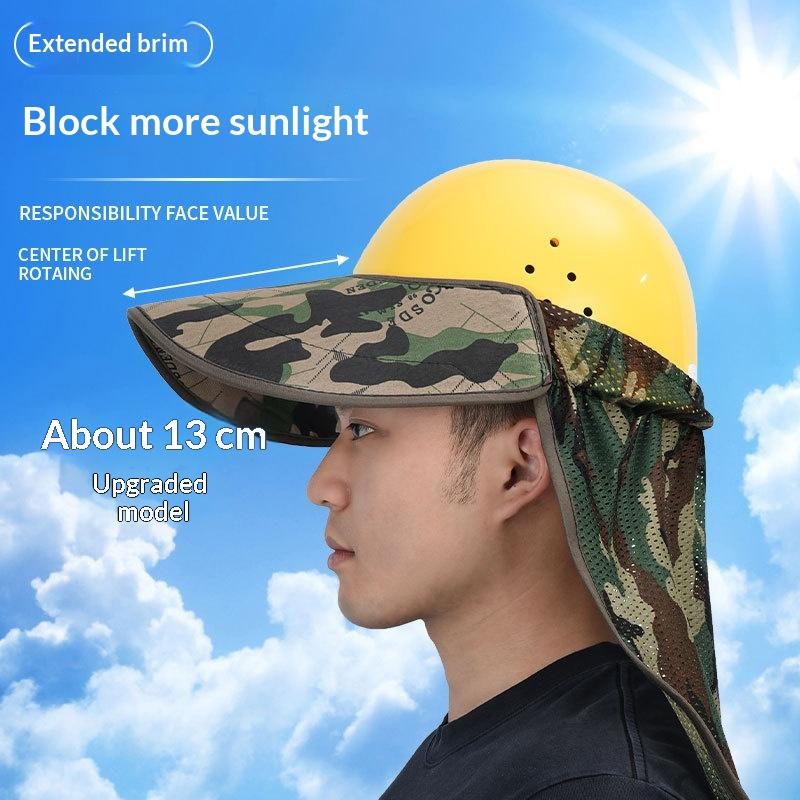 Construction Hard Hat Sun Shield For Safety Helmet Neck Protection Mesh Reflective Stripe Quick Install Universal Fit Work Gear