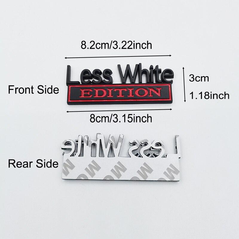 1Pc 3D Metal Less White Edition Logo Car Side Fender Rear Trunk Emblem Badge Sticker Decal