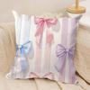 Pink Bow Cushion Cover Soft Plush Fabric DoubleSided Printed Sofa Cushion Cover for All Seasons Home Decor Gift