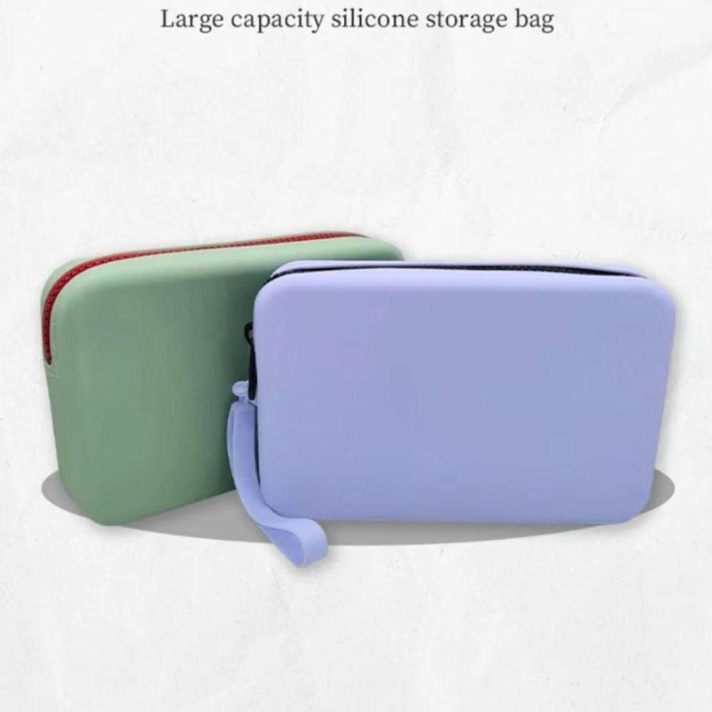 Kontrastfarbe Multifunktions-Aufbewahrungstasche Rechteck Kleine Artikeltasche Silikon Kosmetiktasche Outdoor