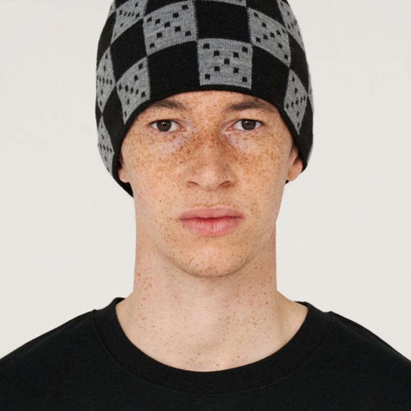 

НЕАЛЛОИРОВАННАЯ ШАПКА-БИНИ С КЛЕТЧАТЫМ УЗОРОМ АРГАЙЛ / ЧЕРНАЯ FREE