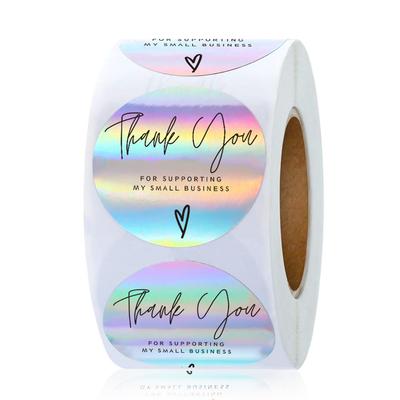 500 stuks Regenboog Laser Bedankstickers 1 inch Kleine Bedrijfsstickers Zelfklevende Etiketten voor Boetieks Verpakkingsmateriaal