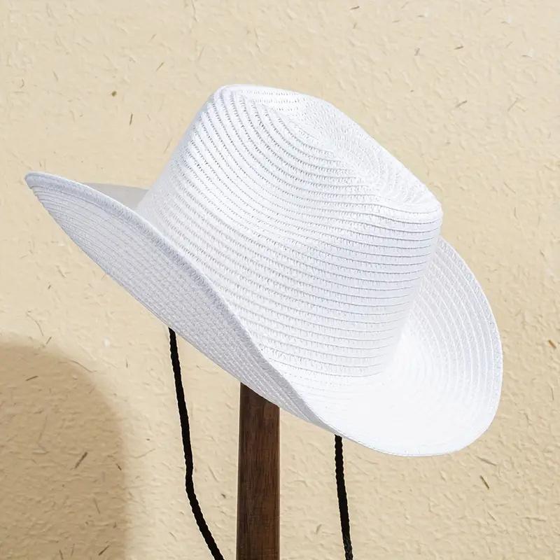 Große Größe 56-60cm Neuer Natürlicher Panama-Strohhut Sommermode Herren Damen Breiter Rand Strand UV-Schutz Fedora Bohemia Sonnenhut 56-60cm weiß