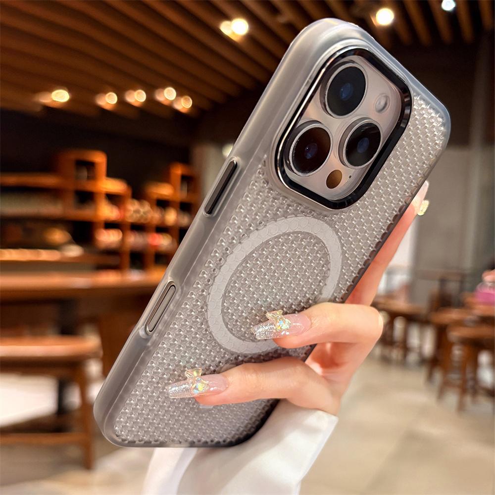 

Heat Dissipation For Magsafe Wireless Charge Magnetic Case For iPhone 17 16 15 14 13 12 Pro Max Solid Color Breathable Cover iPhone 15