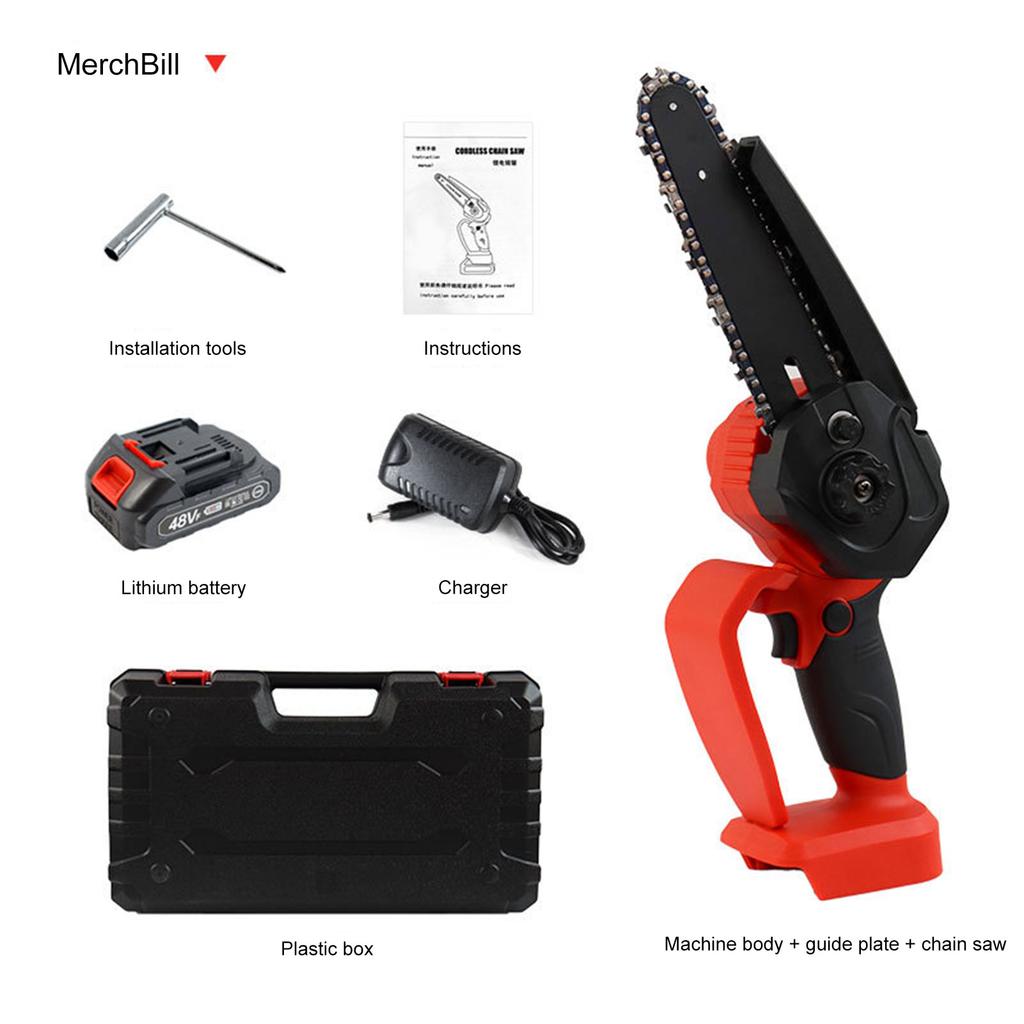 Electric chainsaw Aoresac Portable 6-inch Electric Chainsaw 550W Cordless Chainsaw with A Detachable 2000mAh Li Battery-powered