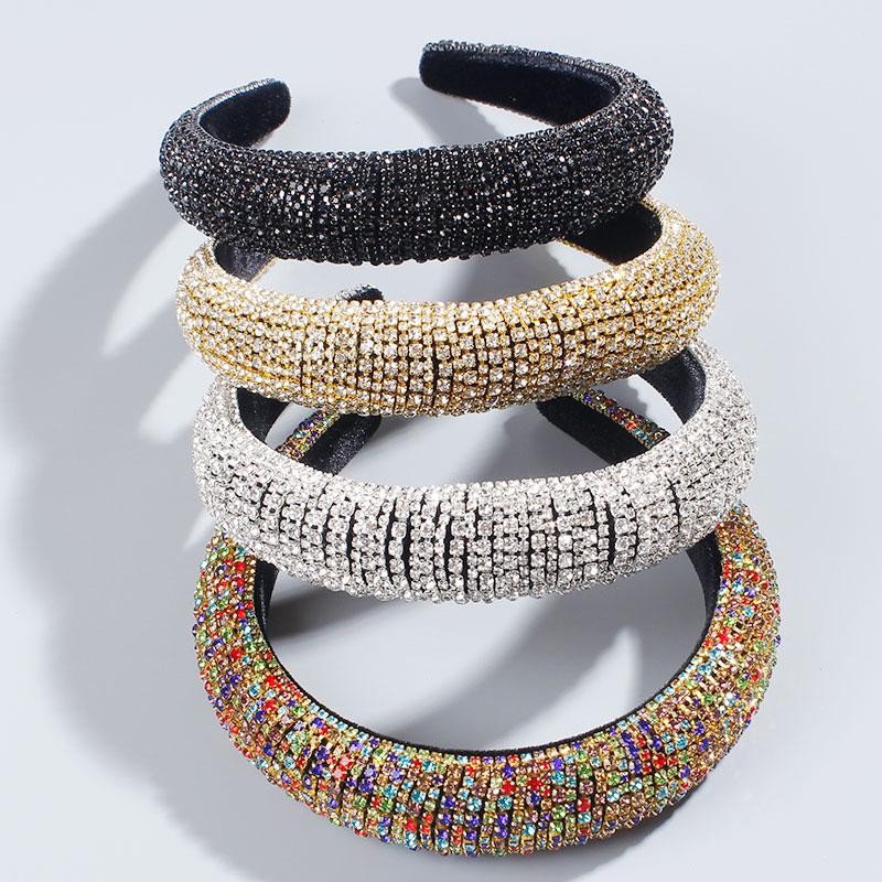 Womens Baroque Headband High-grade Hairband Colorful Rhinestone Headwrap Hair Band Hoop Headwear White Hair Bands Accessories