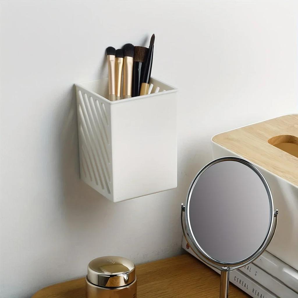 1 szt.-Prosty ścienny uchwyt na długopisy, studencki, przyklejany pojemnik na ołówki, mini etui do przechowywania pędzli do makijażu, organizer do przechowywania