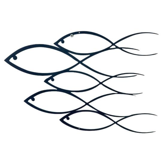 Metal Wall Decor Line Art Shoal of Fish Decoration Minimalist Wall Art Nautical Fish Ornament for Home Living Room Office Bedroom