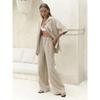 100% Baumwolle Kurzarmhose 2-teiliges Set Damen Einfarbig Kurzarmshirt Lockere Hose Freizeitset