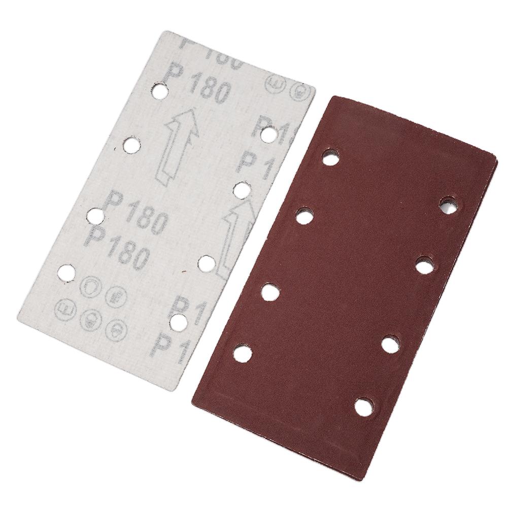 80pcs 8-hole Rectangular Flocked Sandpaper Back Fleece Sheet For Sander 93x185mm Sandpaper For Mouse Sander Multi-Sander