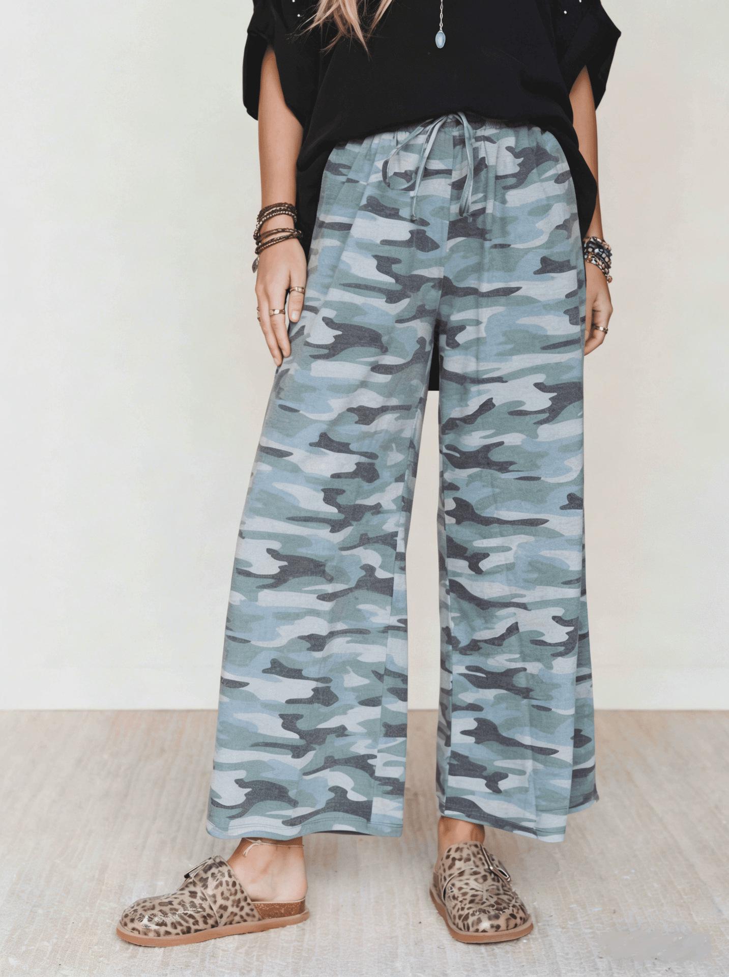 

2026 Women s High-Waisted Camo Print Casual Pants for Europe & America 3XL світло-синій колір