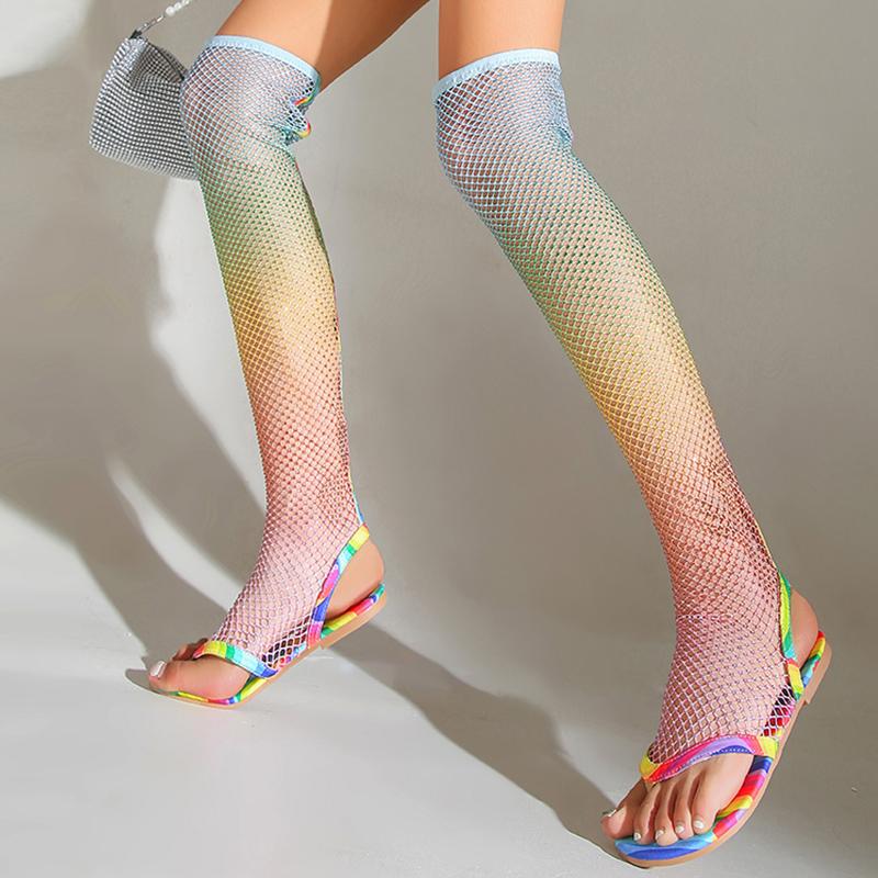 Flache Netze Damen Hohe Coole Stiefel Zehenoffen Overknee Schuhe Slingback Trend Herbstschuhe 2026 Trend Designer Kleid Zapatos Dame