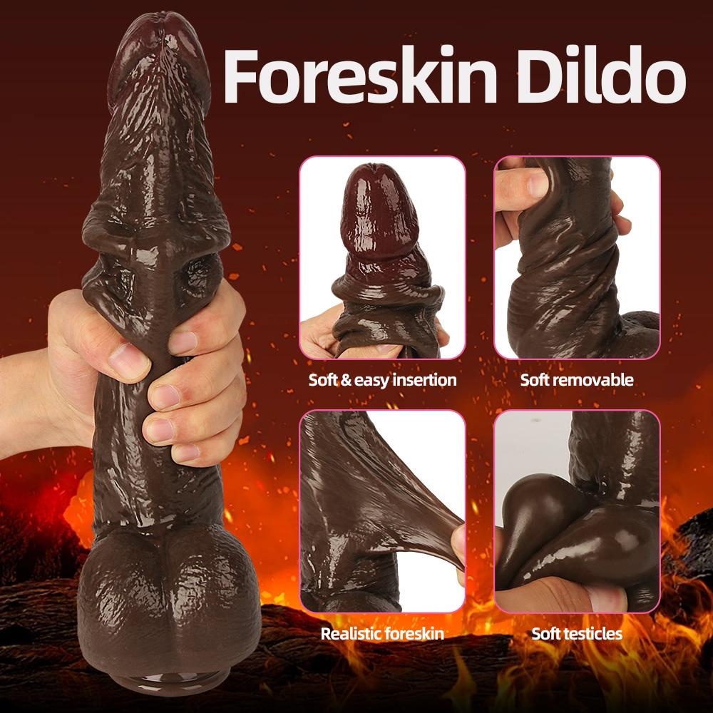 Realistic Large Dildo for Female Beginners Skin Sliding Foreskin Anal Vagina G Spot Big Soft Silicone Stimulation Anal Plug Massager Dildo Sex Toy