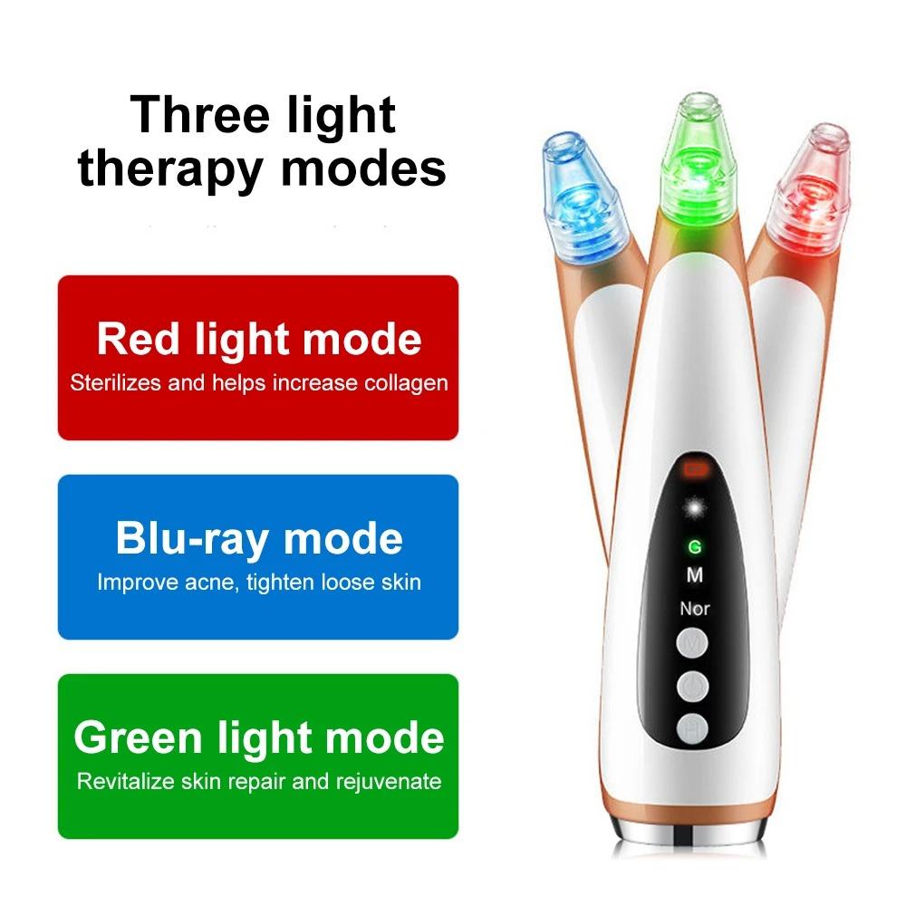 Hot Compress Electric Blackhead Remover With 6 Replacement Head Vacuum Suction Acne Tool  Women