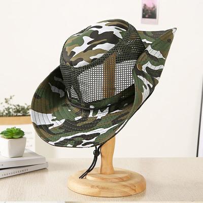 New Summer Cool Mountaineering Cap Mesh Breathable Men Sun Hat Large Brim Outdoor Visors Fishing Solid Color Male Fisherman Hats