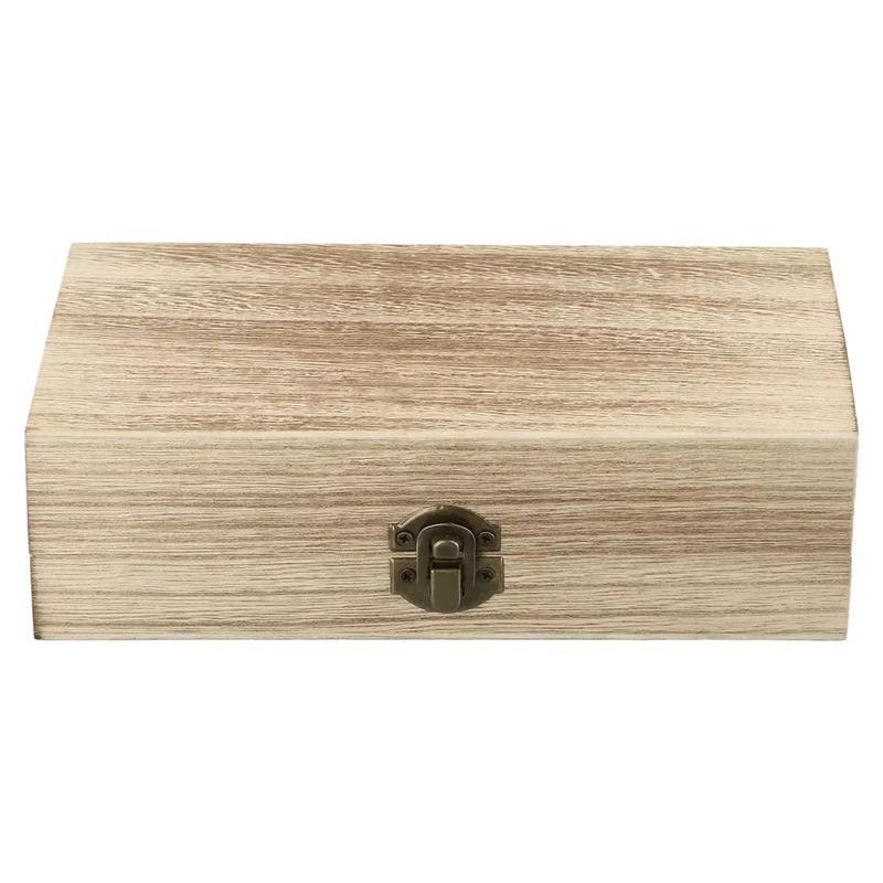 Retro Rectangular Wooden Storage Box Clamshell Desktop Organizer Jewelry Gift Box For Home Decor Organizador