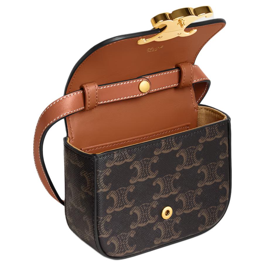 Celine Claude Lock Logo Monogram Print Leather Mini Handbag Women Handbag Brown 10I512DQB-04LU