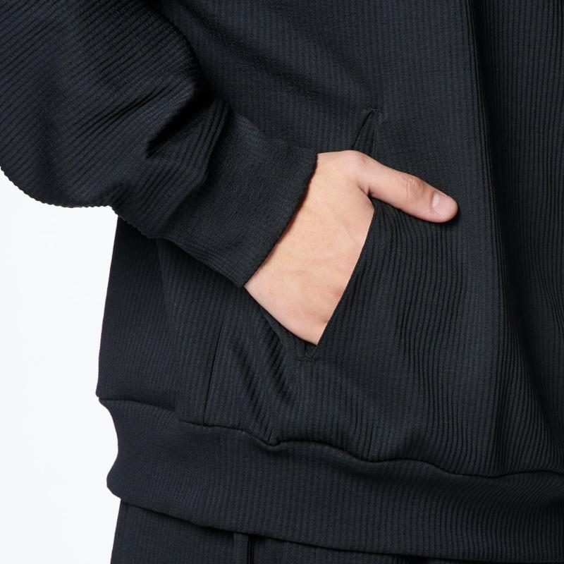 Under Armour Solid Color Casual Loose Ribbed Hoodie Men Hoodies Black 1383100-001