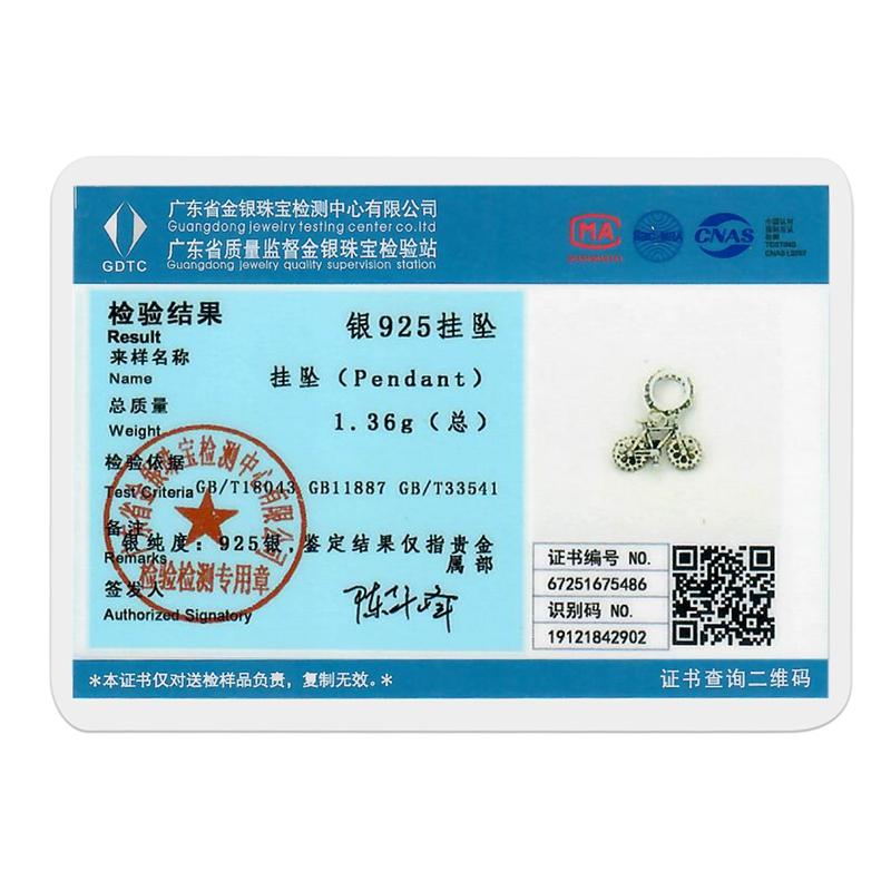 Original Real 925 Sterling Silver Charm Bead Rotatable Bicycle Pendant Fit Original Bracelet Necklace For Women DIY Jewelry Gift