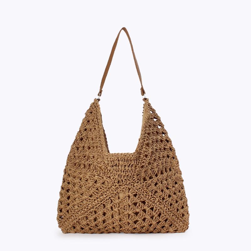 Trendy Retro Ethnic Large Capacity Woven Shoulder Bag - Versatile Fashion Paper Rope Design