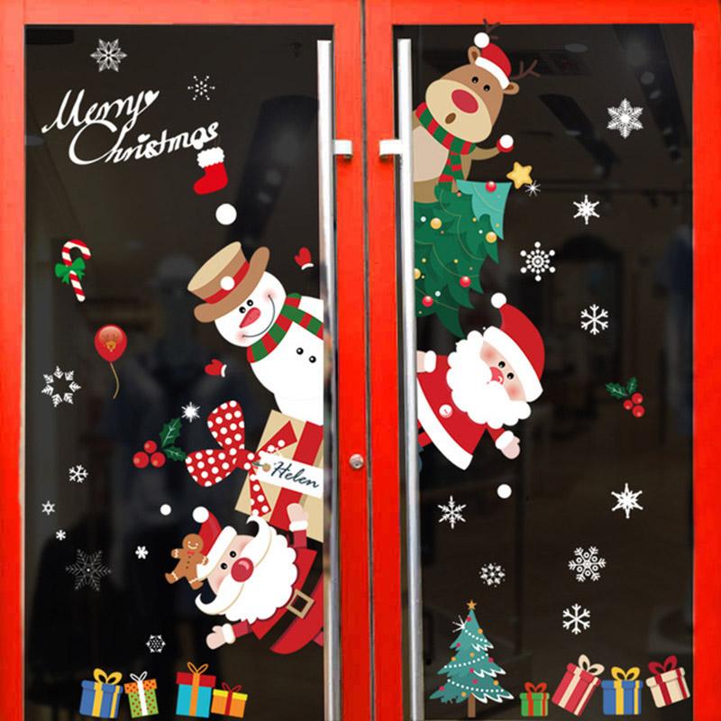 Christmas Window Stickers Ornaments Merry Christmas Decorations 2025 for Home Wall Sticker Decals New Year Decor Noel Stickers