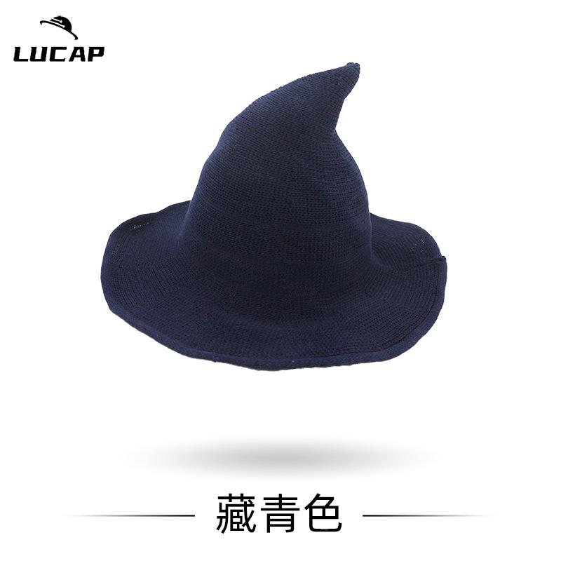 New Halloween Carnival Party Regular Wizard Hat Foldable Knitted Hat Pointed Witch Hat