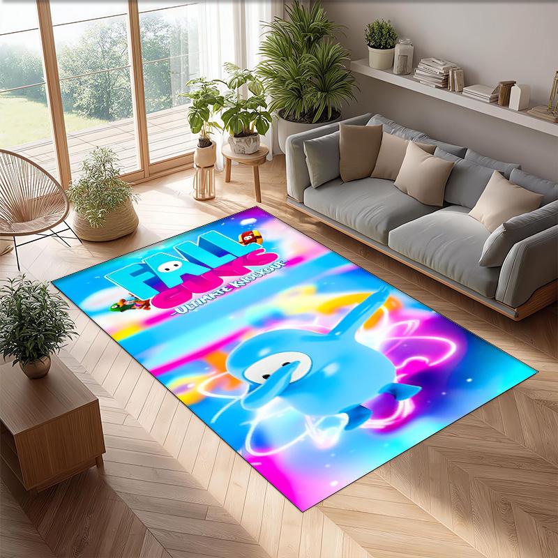 Fall Guys Crystal Velvet Rug, Soft Anti‑Slip Crystal Velvet Carpet for Living Room Bedroom Home Decor