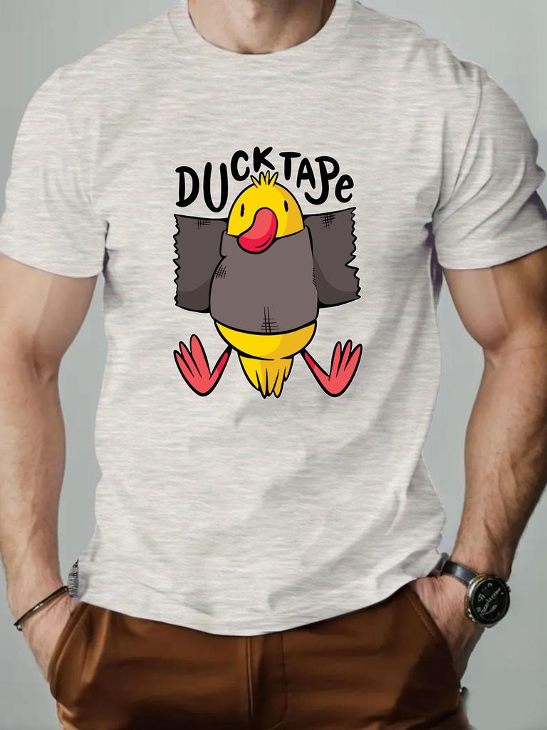 2026 New Mens Duck Pattern Summer Casual Round Neck Short Tshirt Mens Round Neck Short Sleeved Shirt