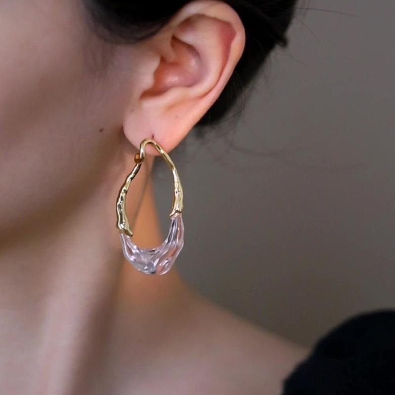 Irregular water drop resin splicing stud earrings exaggerated earrings fashion earrings women