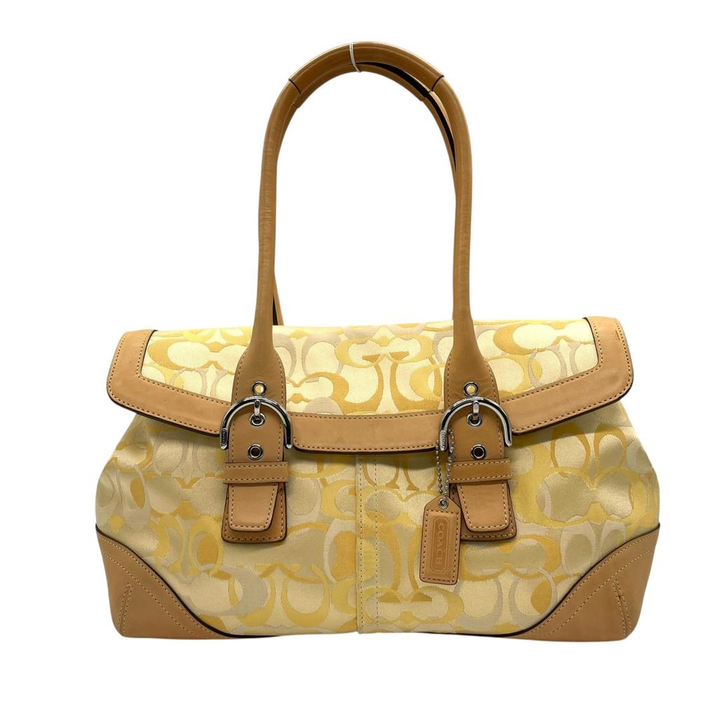 Used COACHHandbag yellow/Brown canvas/leather Women