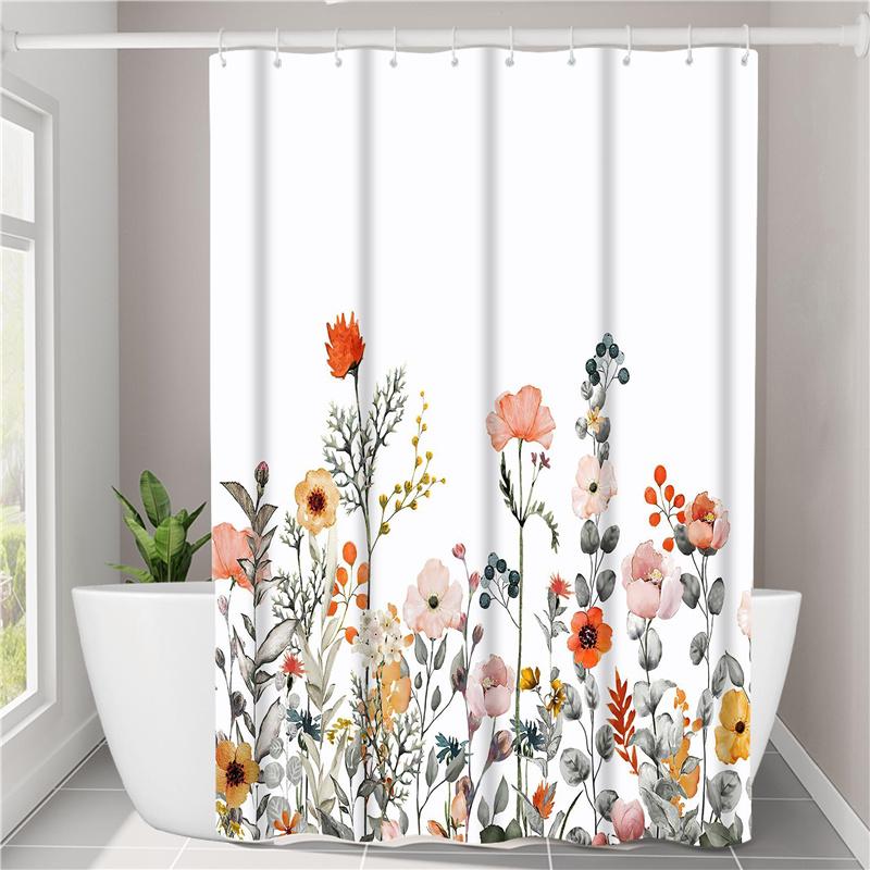 3D Printed Polyester Fabric Waterproof Shower Curtain Bathroom Shower Partition Universal Curtain