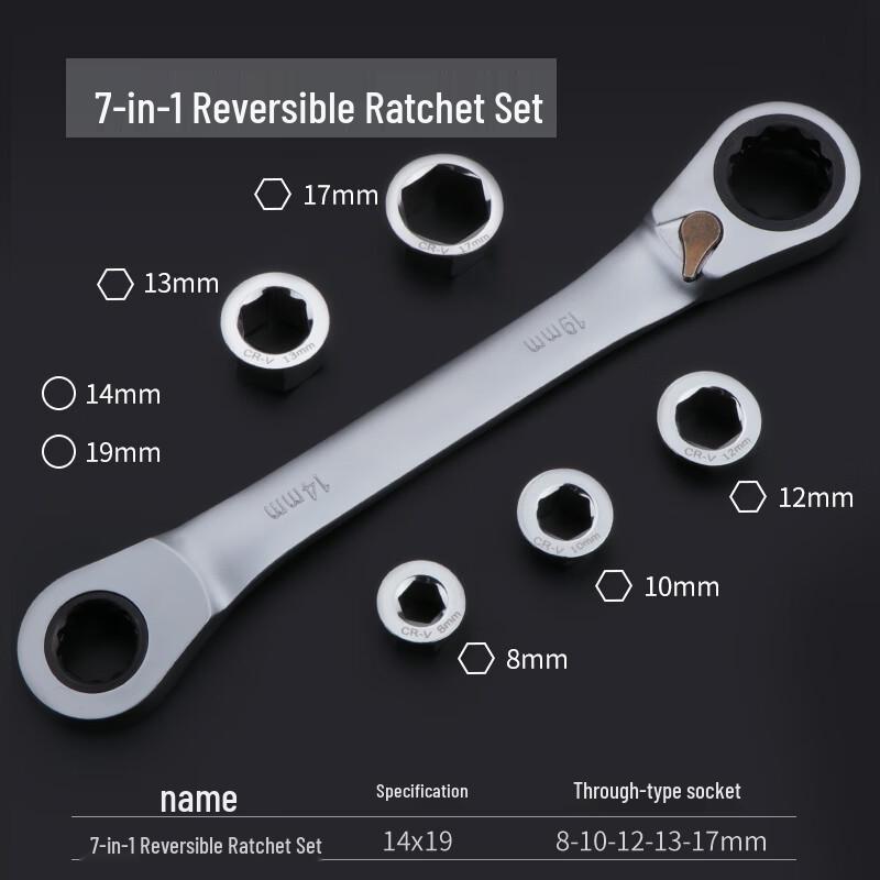 Changlu 7-in-1 Penetrating Ratchet Wrench Set