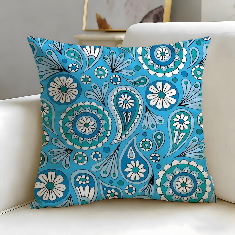 Paisley Pattern Cushion Cover Soft EasyWash Pillow Case Versatile for Couch Bed Travel and Office