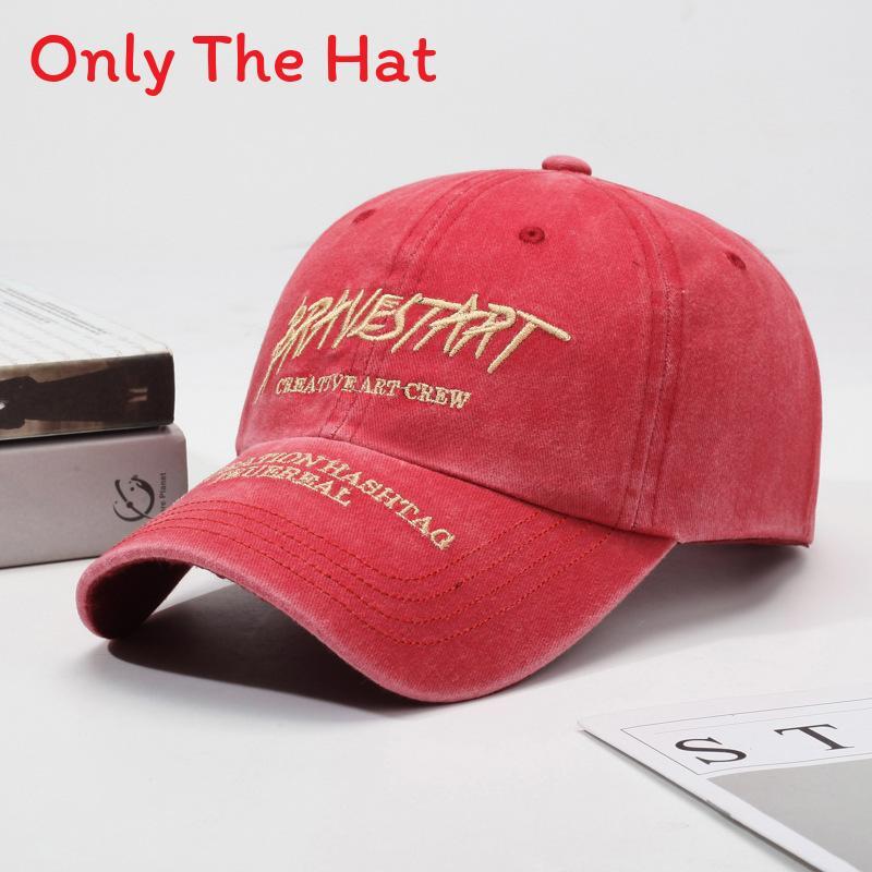 

Cotton Baseball Cap With Embroidered Letters Sunshade Adjustable For Spring Summer Men Women WatermelonRed