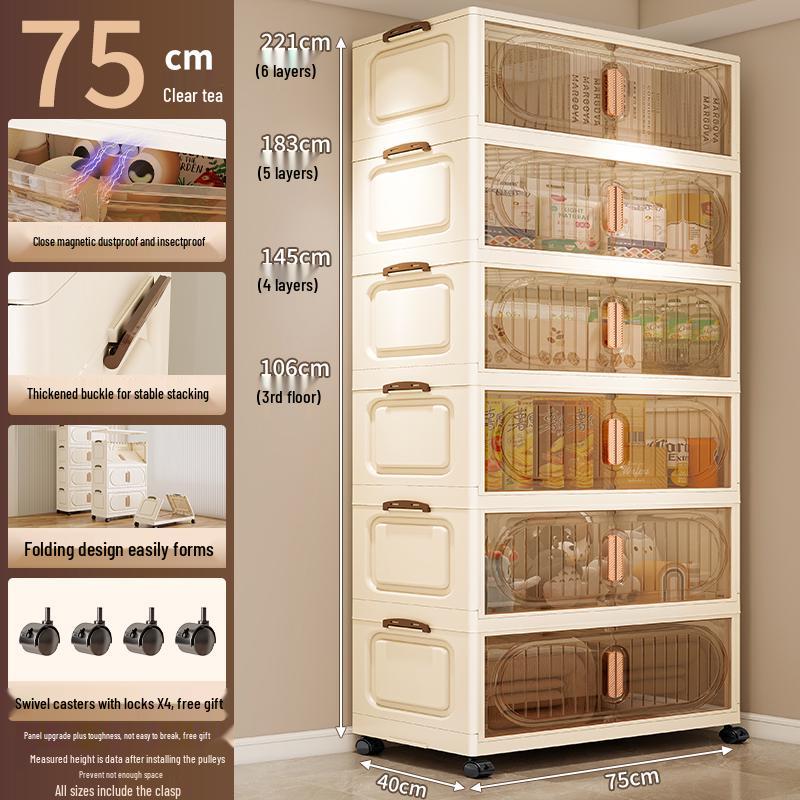 Multi-Layer Foldable Storage Cabinet for Baby Clothes & Snacks