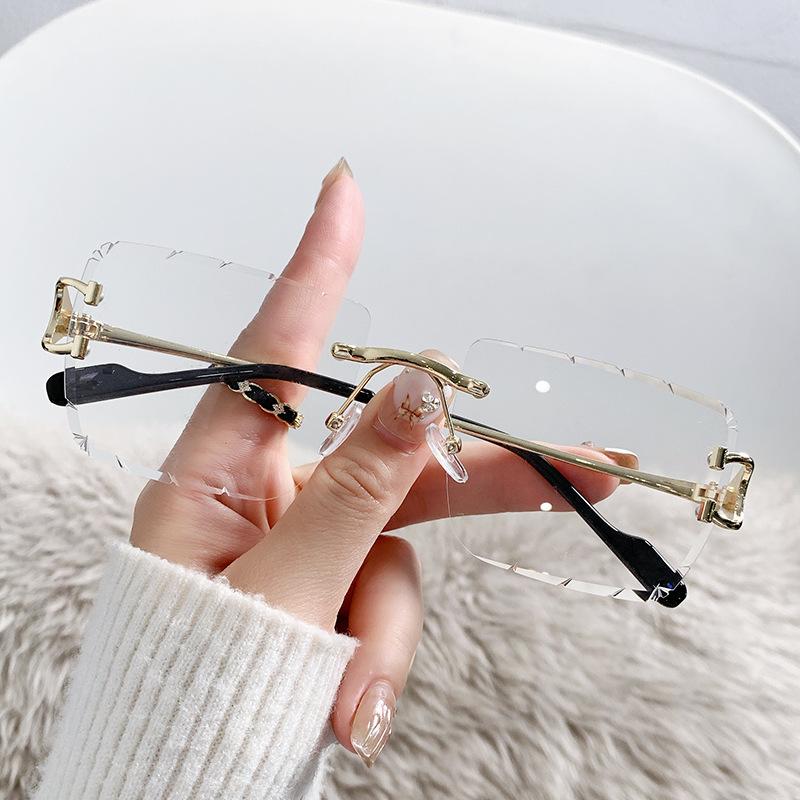 

Солнцезащитные очки без оправы с отделкой, морской лист, коробка, универсальные солнцезащитные очки, металлические, персонализированные, женские очки Regular