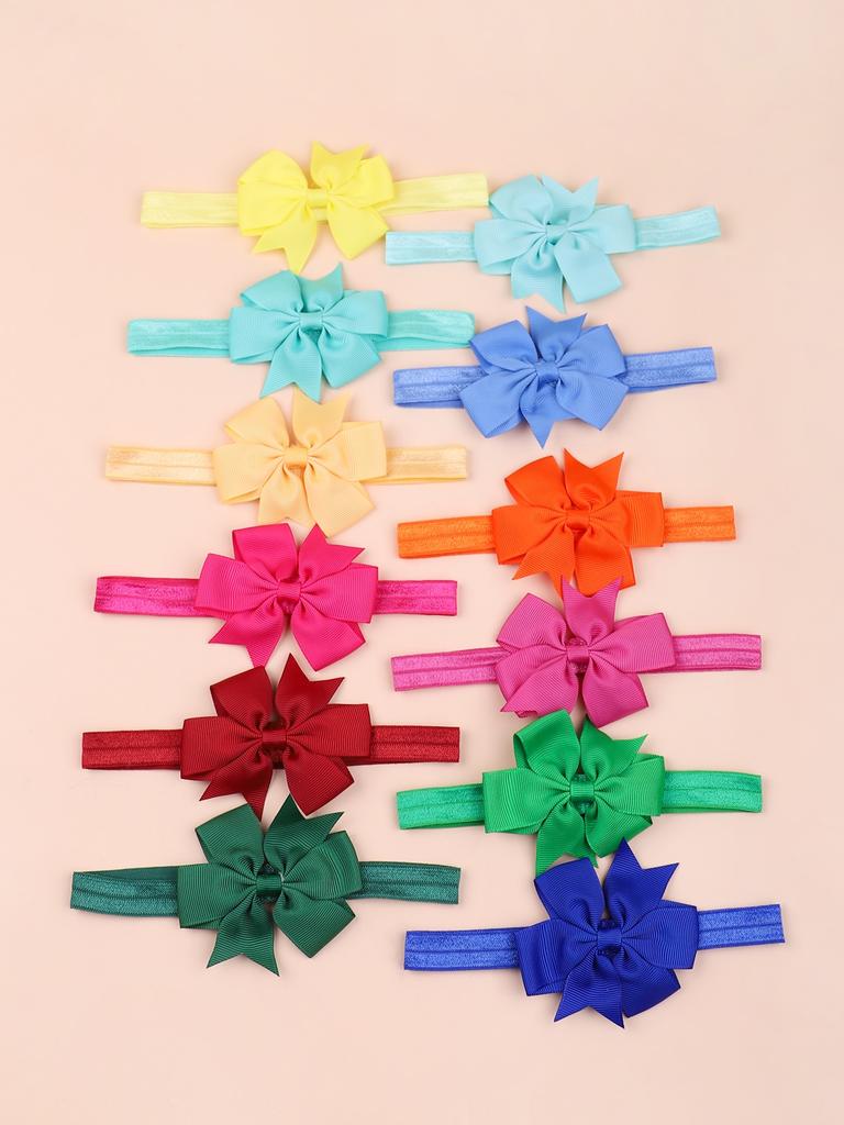 12pcs/set Colorful Ribbon Bows Headbands for Baby Girls Neborn Stretch Wide Elastic Hair Bands Pinwheel Headwras Kids Headwear