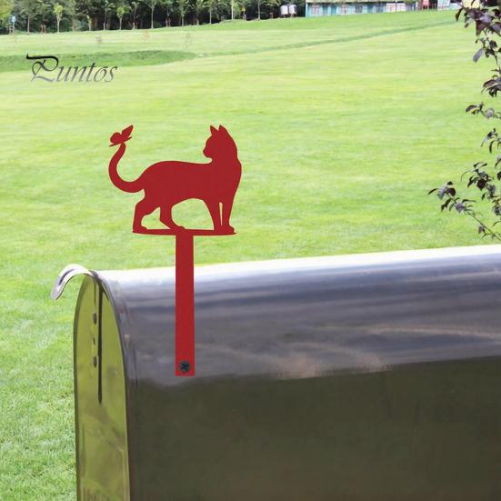 Butterfly Iron Decoration Yard Signage with Fixed Holes, Metal Cat Decoration, American Mailbox Pendant Outdoor Sign for Wood Leather Mailboxes