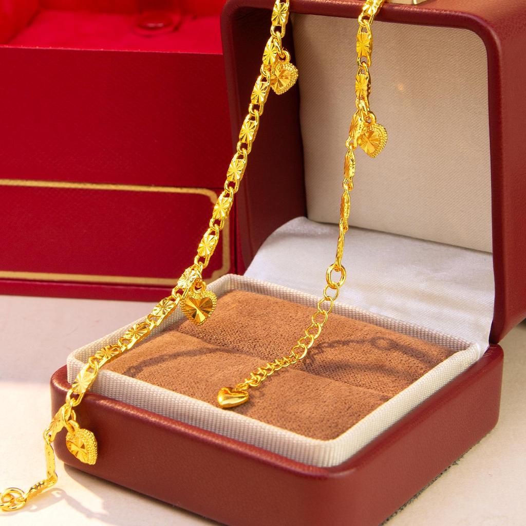 Heart-Shaped Laser Gold Bracelet: Luxury Women's Jewelry Design