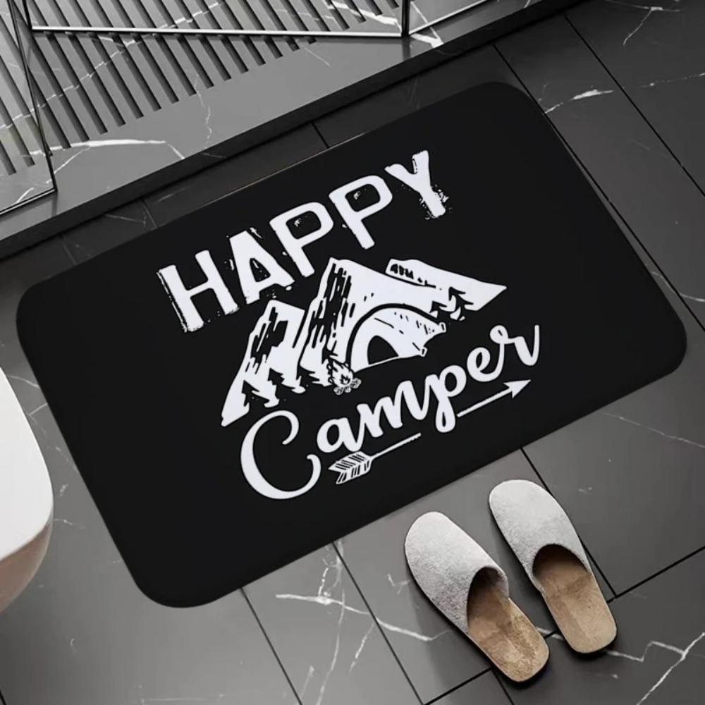 Joyful Camping Car Design Door Mat Cartoon Style NonSlip Entrance Rug for Living Room Bedroom Nursery Garden Balcony Sunroom