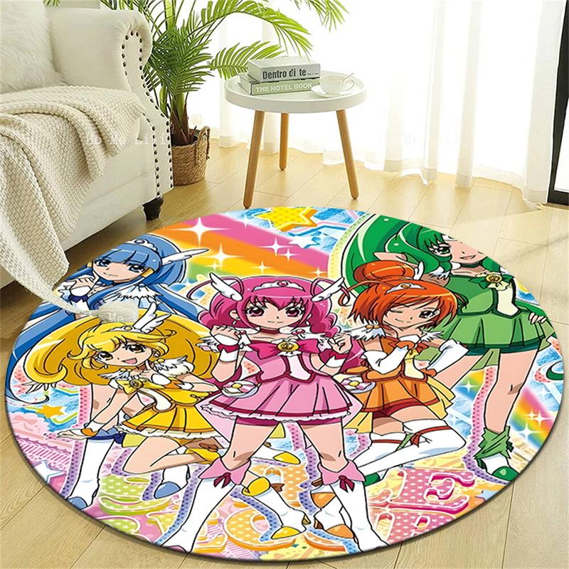 1pc Pretty Cure1 Design Printed Area Round Carpet for Bedroom Living Room Home Decor Rugs Mat Non Slip Mat Rug for Bedside
