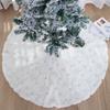 White Sequin Snowflake Plush Christmas Tree Skirt