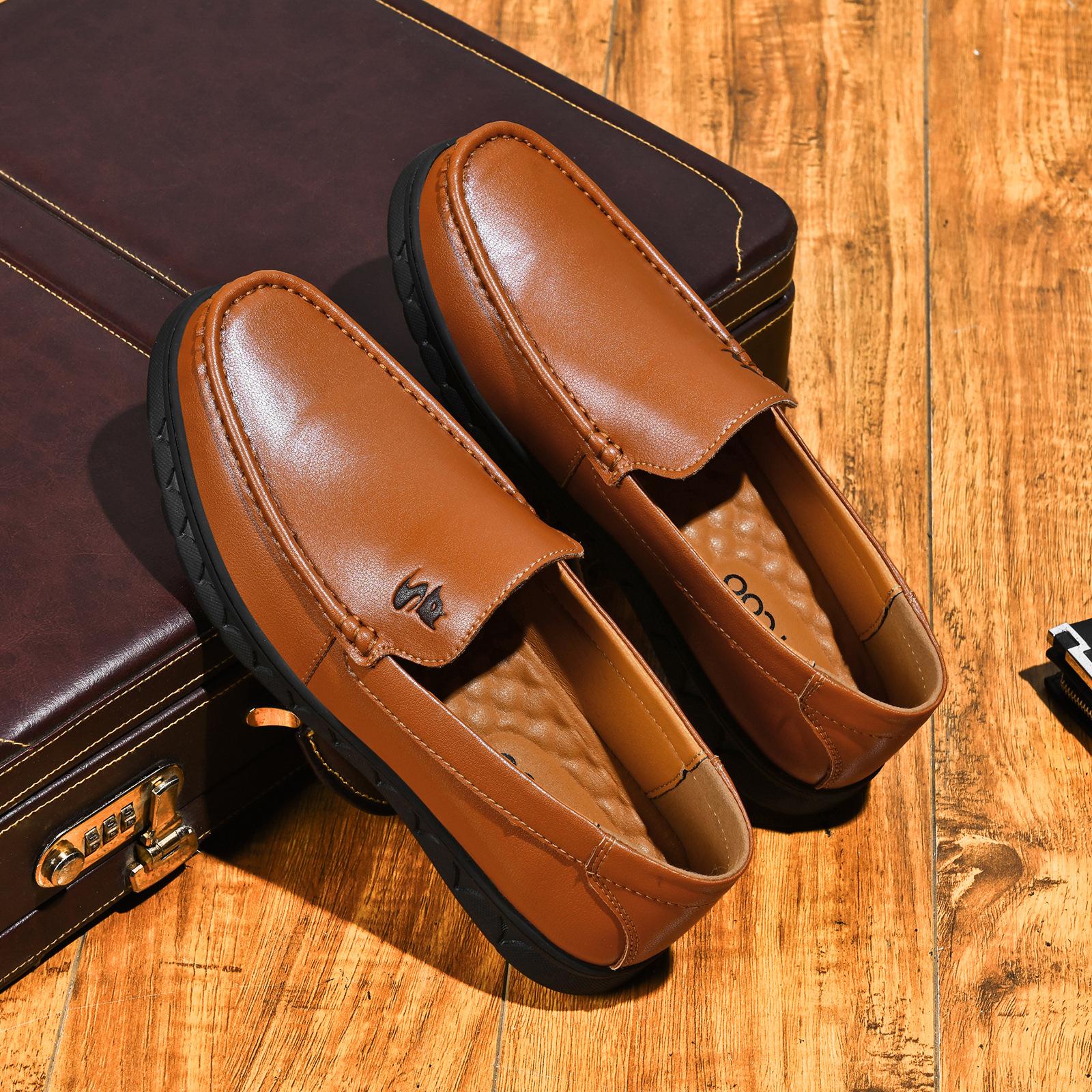 

Genuine Leather Cowhide Autumn and Winter Casual Men s Shoes Beans Shoes Men s Trendy Shoes Comfortable Lazy Shoes Driving Shoes 45
