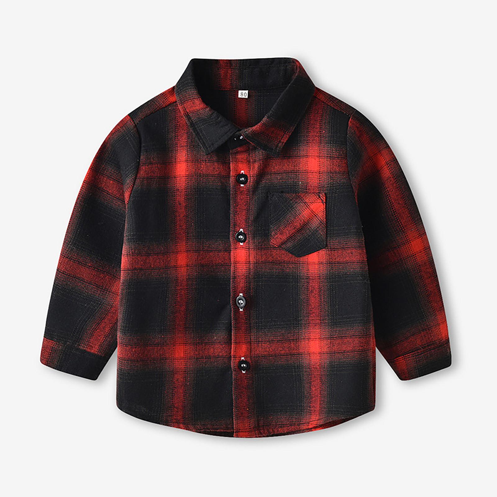 

Детская фланелевая рубашка-куртка в клетку с длинными рукавами и лацканами на пуговицах, осенняя рубашка для маленьких мальчиков и девочек, пальто, верхняя одежда 130 красный