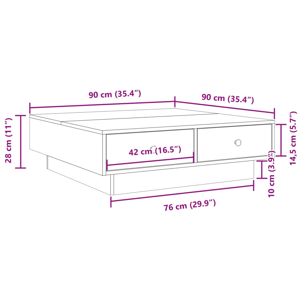 Coffee Table Black 90x90x28 cm Particleboard